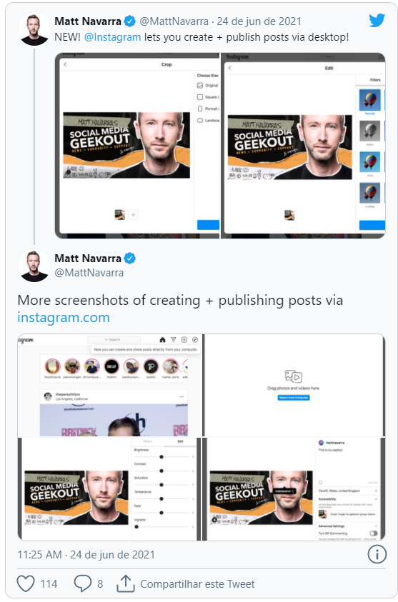 Instagram libera fazer post pelo computador